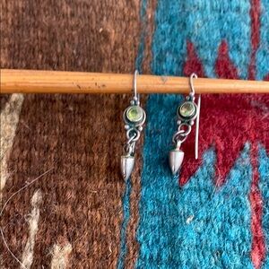 Sterling Silver and Peridot Dangle Hook Earrings